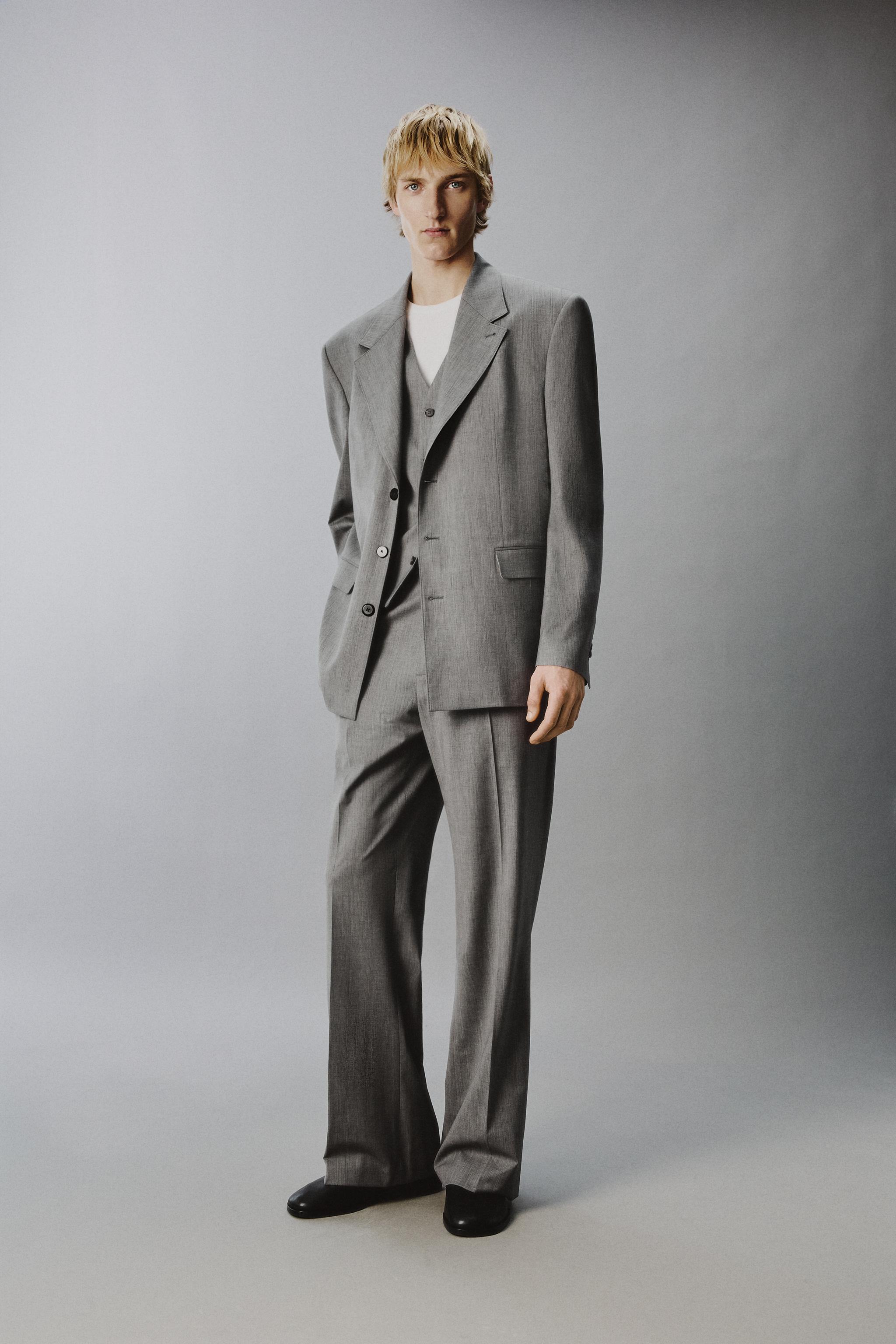 STRIPED TEXTURED SUIT JACKET